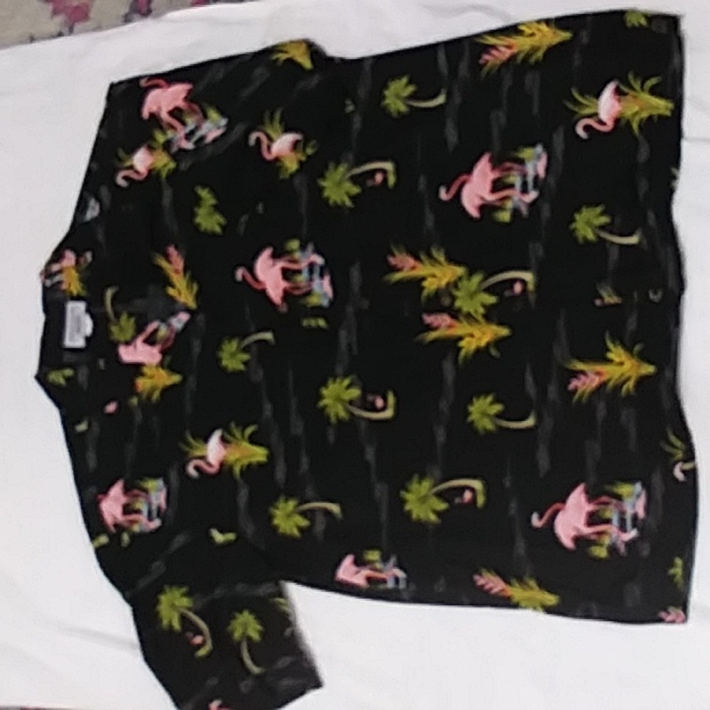 Pacific Legend Hawaiian Tropical Print Black Shirt Size 2XL